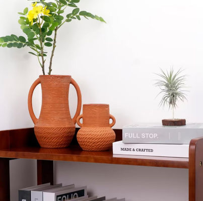 Geniş Ağız Keramik Çiçek Vazesi Dekorasyon Rustik Ev