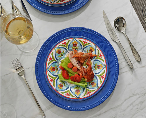 Melamin Yemek Takımları, 12 Parça 4 Kişilik Yemek Takımı, Tabak ve Kase Setleri Dış Mekan Yemek Takımı, Bulaşık Makinesinde Yıkanabilir BPA içermez (Yeniden)