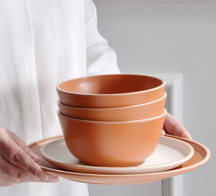 Gufaith Melamin Yemek Takımları 12 adet, 4 kişilik Tabaklar ve Kaseler, Kırılmaz Yemek Takımları, Parti için İdeal Yemek Takımı,