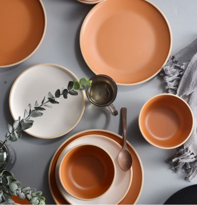 Gufaith Melamin Yemek Takımları 12 adet, 4 kişilik Tabaklar ve Kaseler, Kırılmaz Yemek Takımları, Parti için İdeal Yemek Takımı,