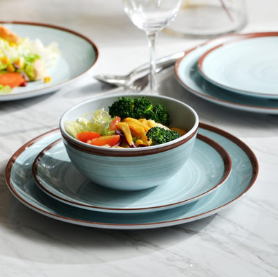 Yeşil 12 PC Melamine Yemek Eşyaları Takımı Tabaklar Ve Kasalar Morden