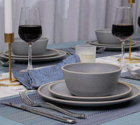 Gufaith 4 Melamine Yemek Cihazları Seti Tabaklar ve Kasalar 12 Pcs